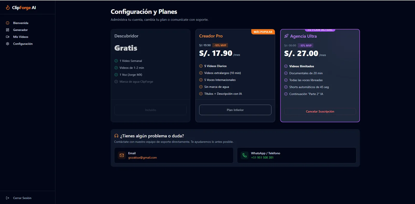 Planes Descubridor, Creador Pro y Agencia Ultra