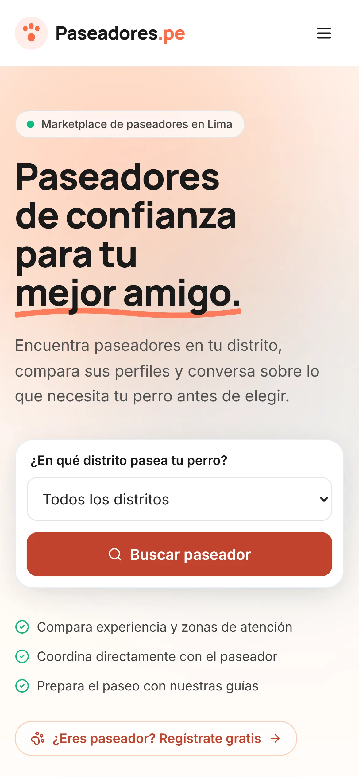 paseadores.pe en el celular